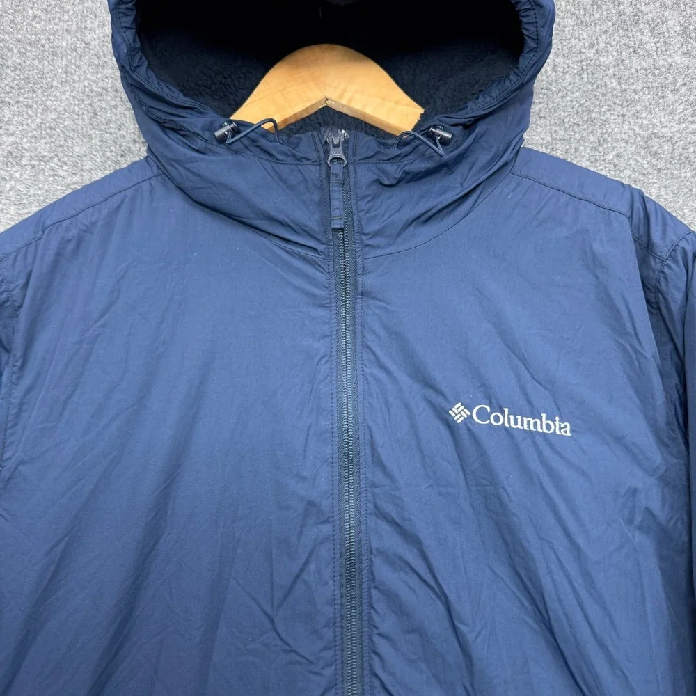Columbia WM8371 Jacket Mens Medium Navy Blue Sherpa Lined Insulated Outdoor